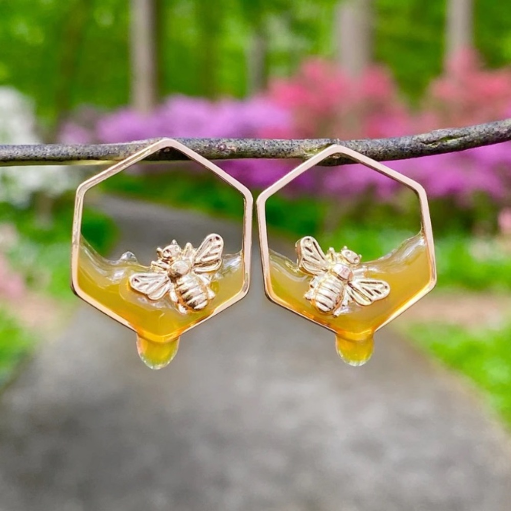 Dripping Honey Bee Earrings